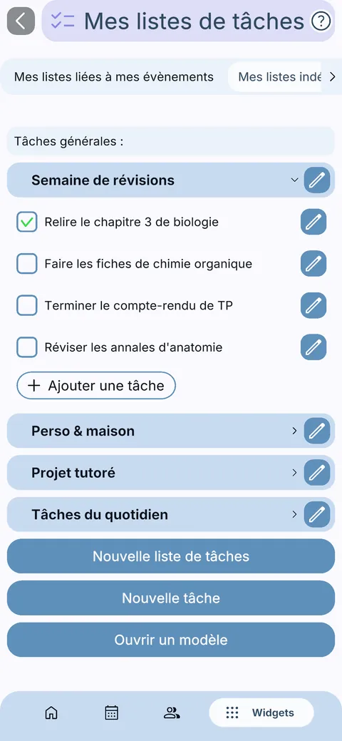 Listes de tâches